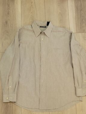 John Henry Men's Long-Sleeve Dress Shirt in Light Beige